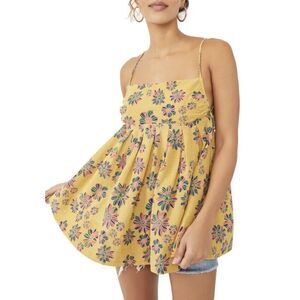 Free People Gilded Indigo Molly Sleeveless Tunic‎ Top S Pleated Empire Waist NWT